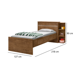 Cama Solteiro com Baú 2 Gavetas e 3 Nichos Jade Marrom - 4 Cama Solteiro com Baú 2 Gavetas e 3 Nichos Jade Marrom - 4
