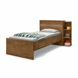 Cama Solteiro com Baú 2 Gavetas e 3 Nichos Jade Marrom - 3 Cama Solteiro com Baú 2 Gavetas e 3 Nichos Jade Marrom - 3