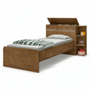Ver imagem 6 de Cama Solteiro com Baú 2 Gavetas e 3 Nichos Jade Marrom