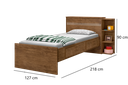 Ver imagem 4 de Cama Solteiro com Baú 2 Gavetas e 3 Nichos Jade Marrom
