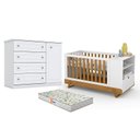 Ver imagem 1 de Berço Multifuncional Bkids Branco Freijó Eco Wood - Matic e Cômoda Infantil Americano Branco Hp e Co
