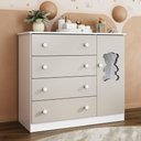 Ver imagem 1 de Cômoda Infantil 95cm 1 Porta com Vidro e 4 Gavetas Teddy Multimóveis Mp4489 Branco/off White