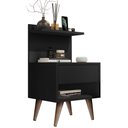 Ver imagem 3 de Mesa de Cabeceira para Quarto com 1 Gaveta e Pés Retrô Sleep - Preto