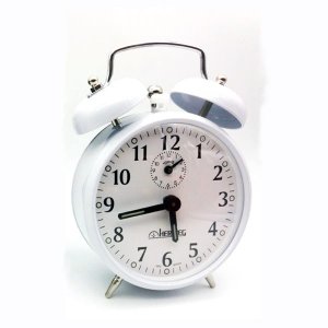 Despertador Mecânico Corda Retro Antigo Relógio Aço Som Alto branco