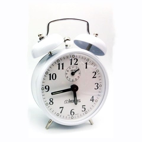 Despertador Mecânico Corda Retro Antigo Relógio Aço Som Alto branco