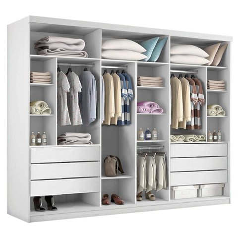 Closet Casal sem Portas 6 Gavetas Itália -Mt- Rei de Casa Branco