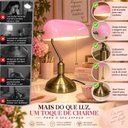 Ver imagem 4 de Abajur Banker Rosa Clássico Luminária de Mesa Retro Luxo