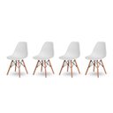 Ver imagem 1 de Kit 4 Cadeiras Base Madeira Eiffel Charles Eames Wood Jantar Branco