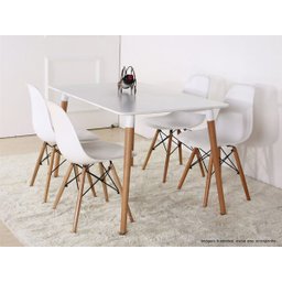 Kit 4 Cadeiras Base Madeira Eiffel Charles Eames Wood Jantar Branco - 7
