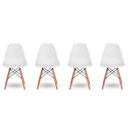 Kit 4 Cadeiras Base Madeira Eiffel Charles Eames Wood Jantar Branco - 2