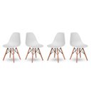 Ver imagem 4 de Kit 4 Cadeiras Base Madeira Eiffel Charles Eames Wood Jantar Branco