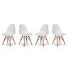 Kit 4 Cadeiras Base Madeira Eiffel Charles Eames Wood Jantar Branco - 4