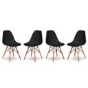 Ver imagem 3 de Kit 4 Cadeiras Base Madeira Eiffel Charles Eames Wood Jantar Preto
