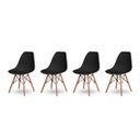 Ver imagem 1 de Kit 4 Cadeiras Base Madeira Eiffel Charles Eames Wood Jantar Preto