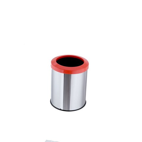 Lixeira Inox Com Aro Plástico 15 Litros Cesto De Lixo Reciclável - Laranja