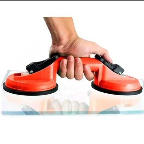 Ventosa Dupla Plástica Capac 80kg para Movimentação de Vidros, Pedras, Metais, Espelhos Porcelanato