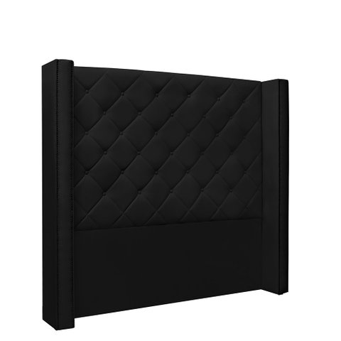 Cabeceira Vicenza Para Cama Box King 195 cm Corino Preto - D’Rossi