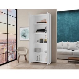 Estante para Escritorio Organizador 2 Portas 5 Prateleiras - Branco - 3