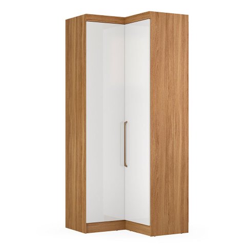 Guarda Roupa Roupeiro de Canto em L Amendola/ Branco 2 Portas para Quarto