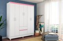 Ver imagem 6 de Guarda Roupa Jade 6 Portas Branco Rosa