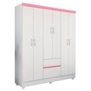 Ver imagem 5 de Guarda Roupa Jade 6 Portas Branco Rosa