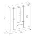 Ver imagem 3 de Guarda Roupa Jade 6 Portas Branco Rosa