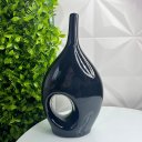 Ver imagem 3 de Ornamento vaso garrafa preto médio de cerâmica moderno
