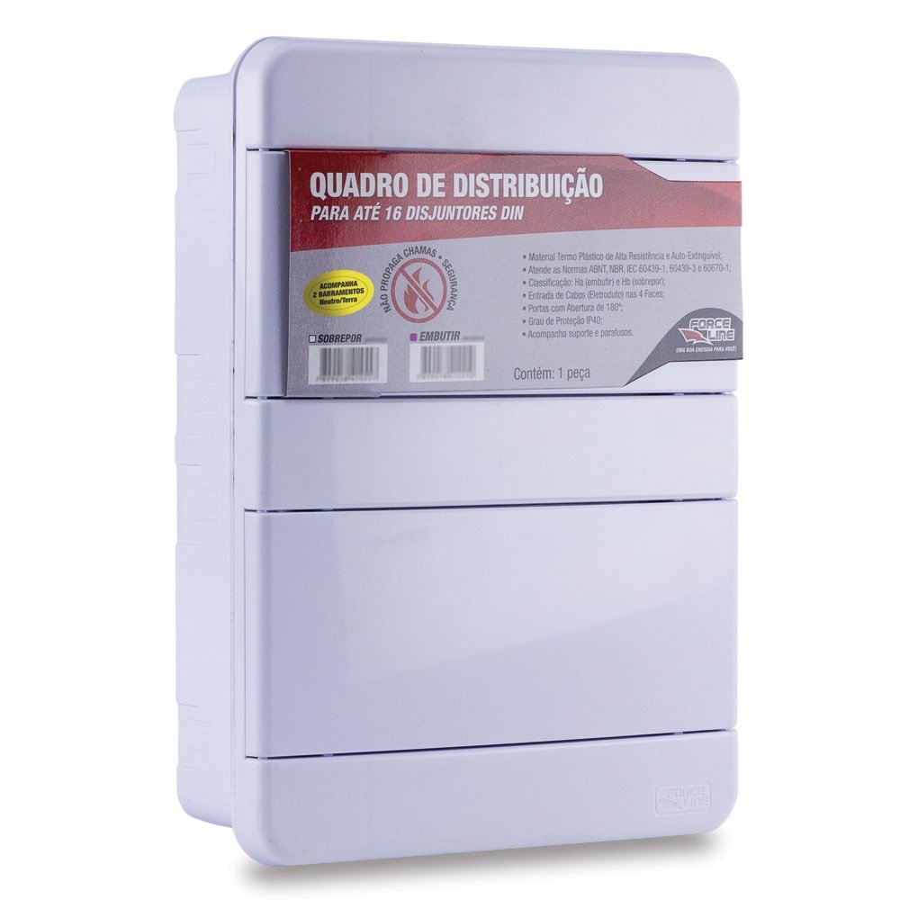 Quadro Distribuição 16 Disjuntor Din Embutir com Barramentos - 3