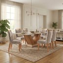 Ver imagem 1 de Conjunto Mesa de Jantar 6 Cadeiras 180cm com Tampo de Vidro
