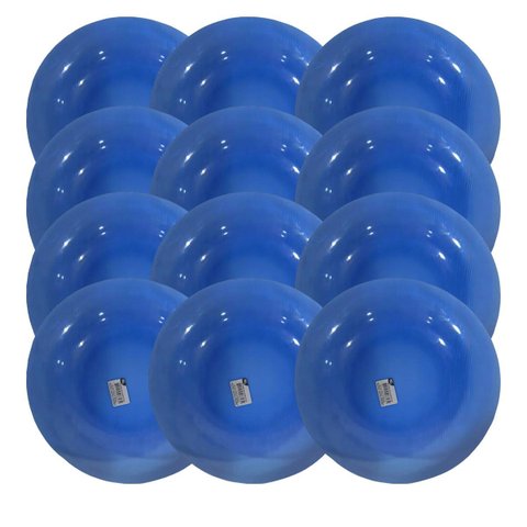 Prato Fundo de Vidro Diamante Sky Azul 22cm 12 Unidades - Nadir 5838