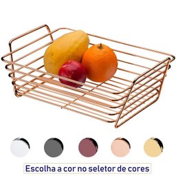 Fruteira de Mesa Cesto Multiuso Bancada Grande Cozinha - Rosé Gold - 5