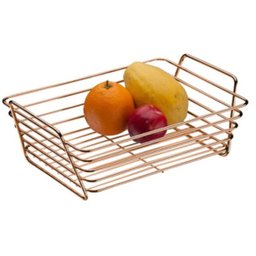 Fruteira de Mesa Cesto Multiuso Bancada Grande Cozinha - Rosé Gold - 3