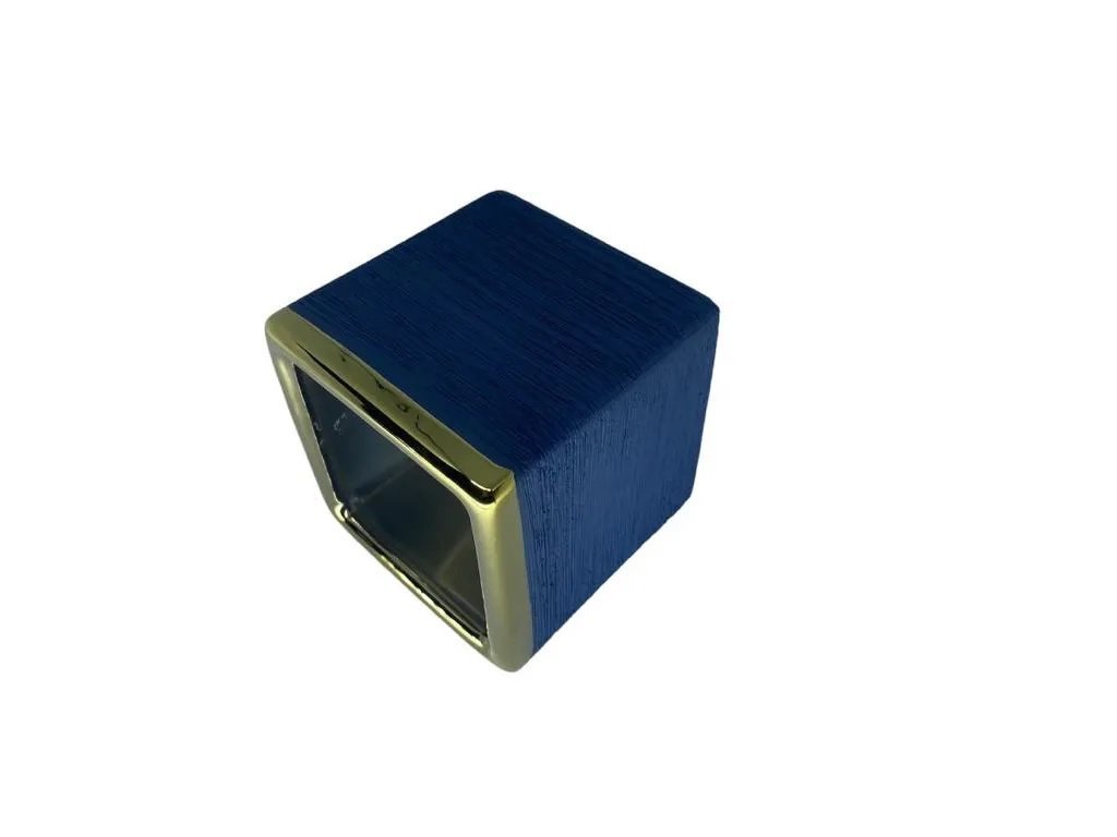 Vaso Decorativo Cachepot Ceramica Azul Borda Dourada 13x13cm Espressione Cachepot Decorativo Quadrad - 7