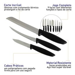 Jogo de Facas Inox 9 Peças Tramontina Plenus - 4