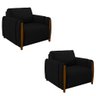 Kit 2 Poltronas Decorativas Pés Madeira Maceió Veludo Preto - Gran Belo - 1