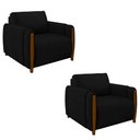 Ver imagem 1 de Kit 2 Poltronas Decorativas Pés Madeira Maceió Veludo Preto - Gran Belo