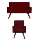 Ver imagem 1 de Kit Namoradeira + 1 Poltronas Decorativas Nina Capitonê Suede Vinho - Dominic Decor