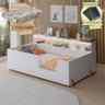Cama Doçura Infantil com Nicho Design Juvenil Branca Incluso Lousa Mágica + Colchão - 1