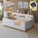 Ver imagem 1 de Cama Doçura Infantil com Nicho Design Juvenil Branca Incluso Lousa Mágica + Colchão
