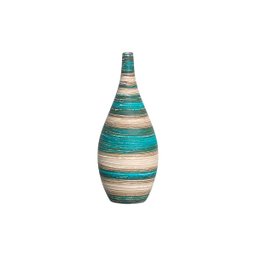 Vaso Decorativo de Mesa Jasmim G Azul e Palha Marrakesh - 1