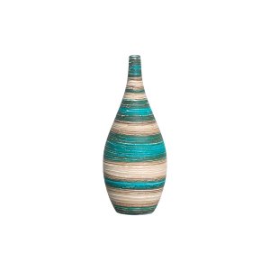 Vaso Decorativo de Mesa Jasmim G Azul e Palha Marrakesh