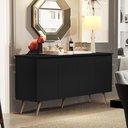 Ver imagem 1 de Aparador Buffet Encanto - 4 Portas com Pés Retrô em Mdp-mdf Preto - Lukaliam Móveis Preto