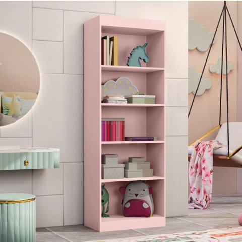 Estante Livreiro Office Organizador e Multiuso 4 Prateleiras Rose J&a