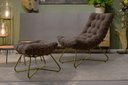 Ver imagem 2 de Poltrona Costela com Puff Eva Base Metal Dourado Veludo Marrom
