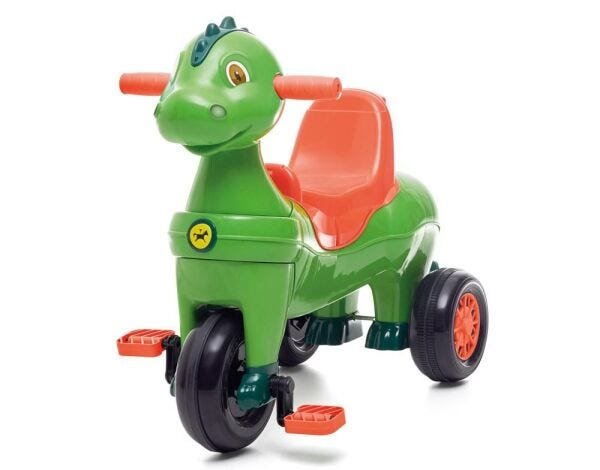 Triciclo Motoca Verde Bebê Dino Menino C/ Haste Magic Toys