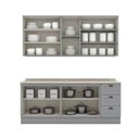 Ver imagem 2 de Cozinha Modulada Henn Americana 6 Peças (2aéreos+2balcões+2complementos) Cz152 Cinza-henn