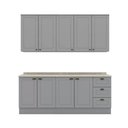 Ver imagem 1 de Cozinha Modulada Henn Americana 6 Peças (2aéreos+2balcões+2complementos) Cz152 Cinza-henn