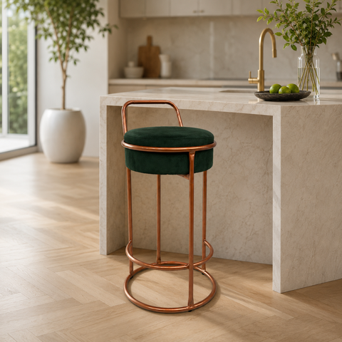 Banqueta Berlim Veludo Base Ferro Moderno Elegante Pés Apoio:Bronze