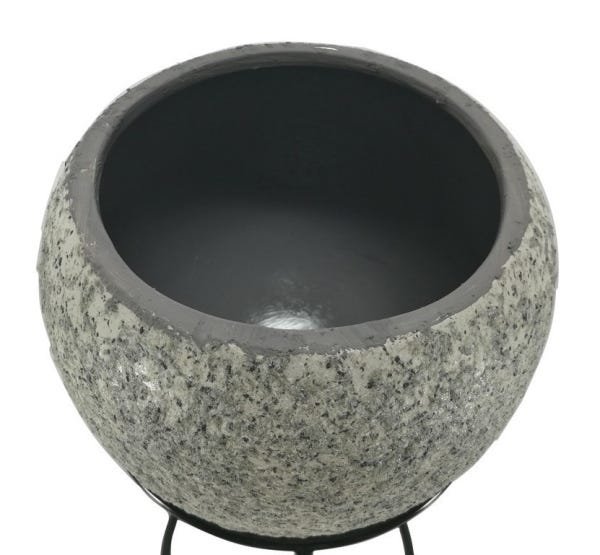 Cachepot de cerâmica com suporte de metal 30cm - 3