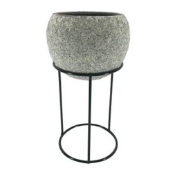 Cachepot de cerâmica com suporte de metal 30cm - 1